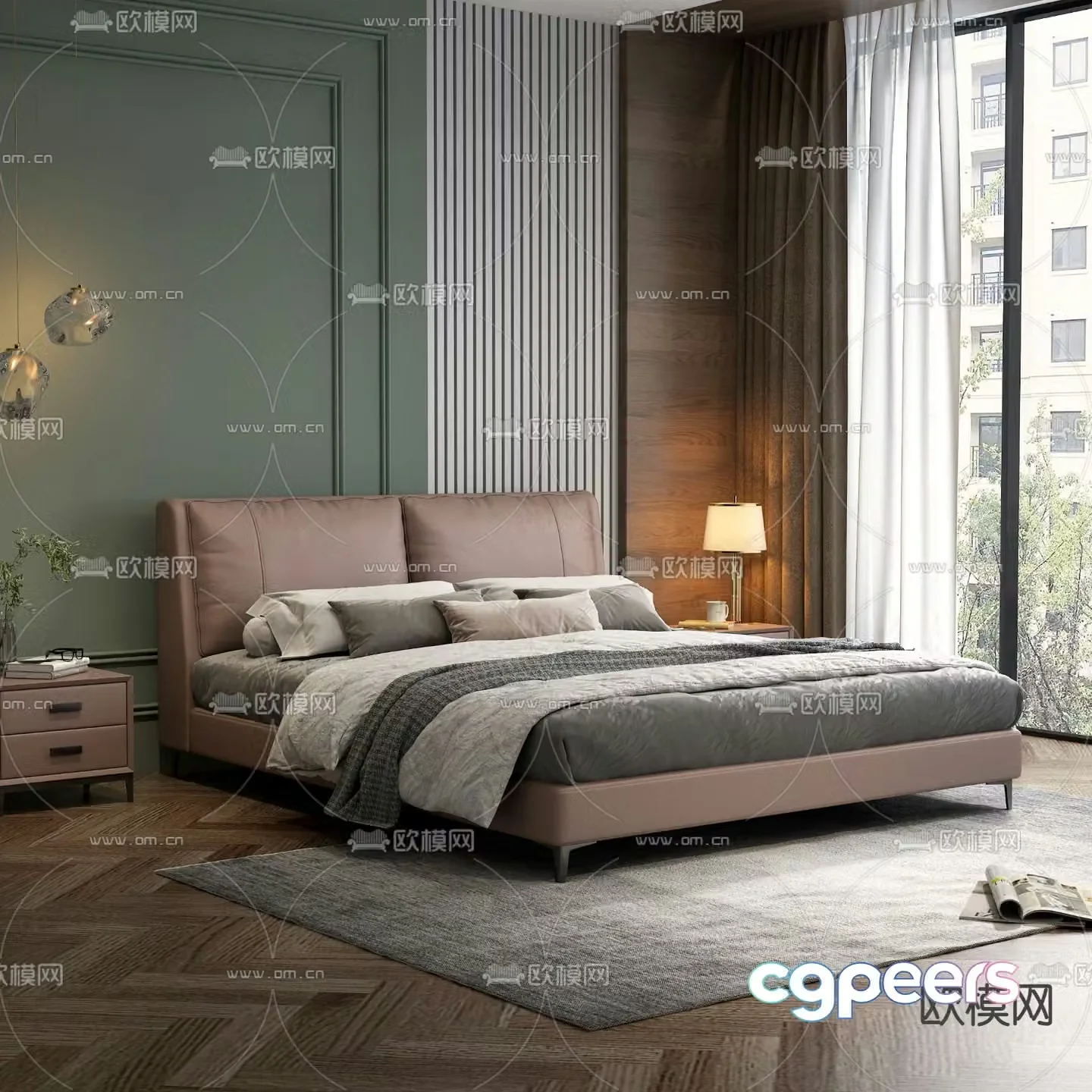 Modern double bed 3d model