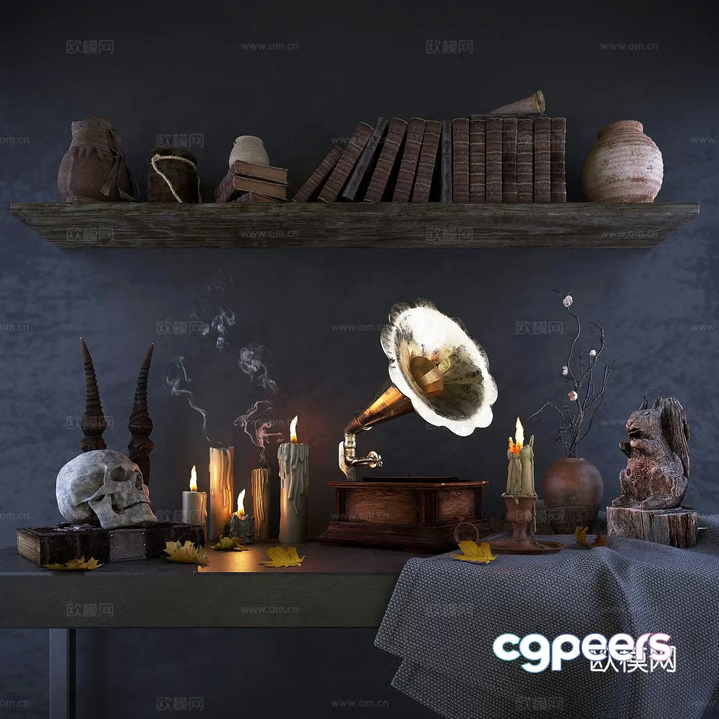Retro Scene Magic Magic Harry Potter Classical Candle Wizard Medieval European 3D Model