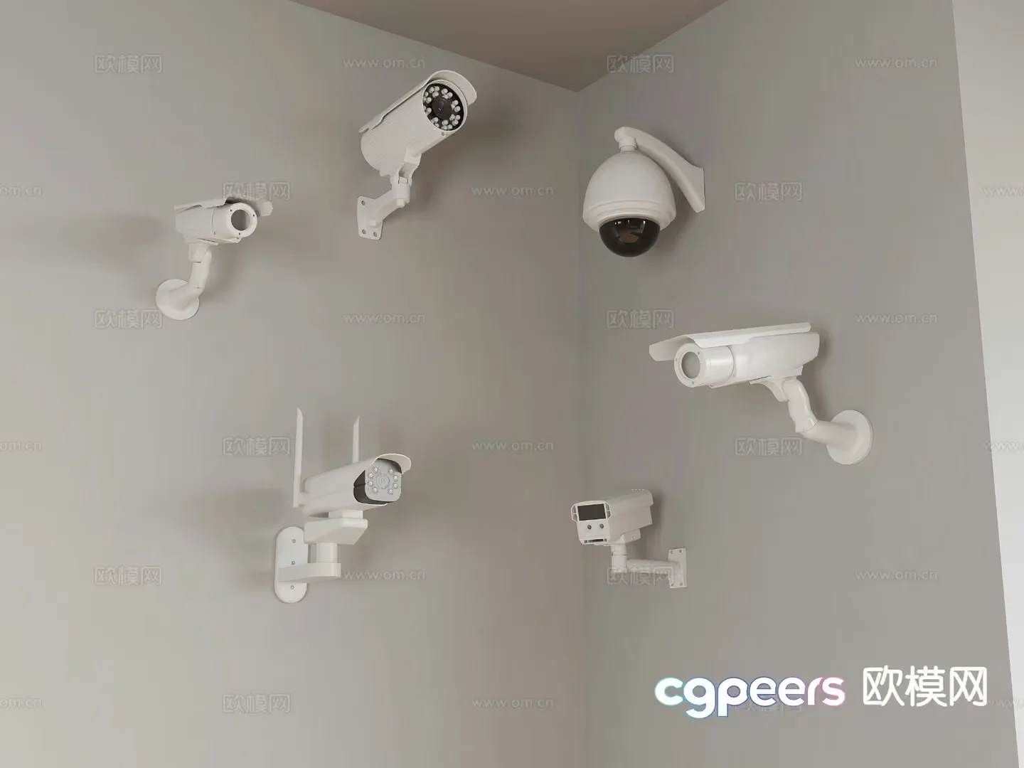A Collection Of Security Cameras 3D Model – 19529 – VRAY Render