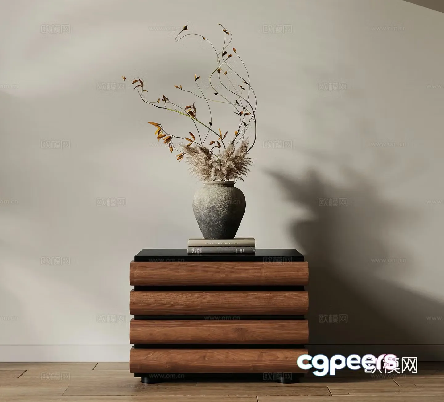 Medieval style bedside table 3d model