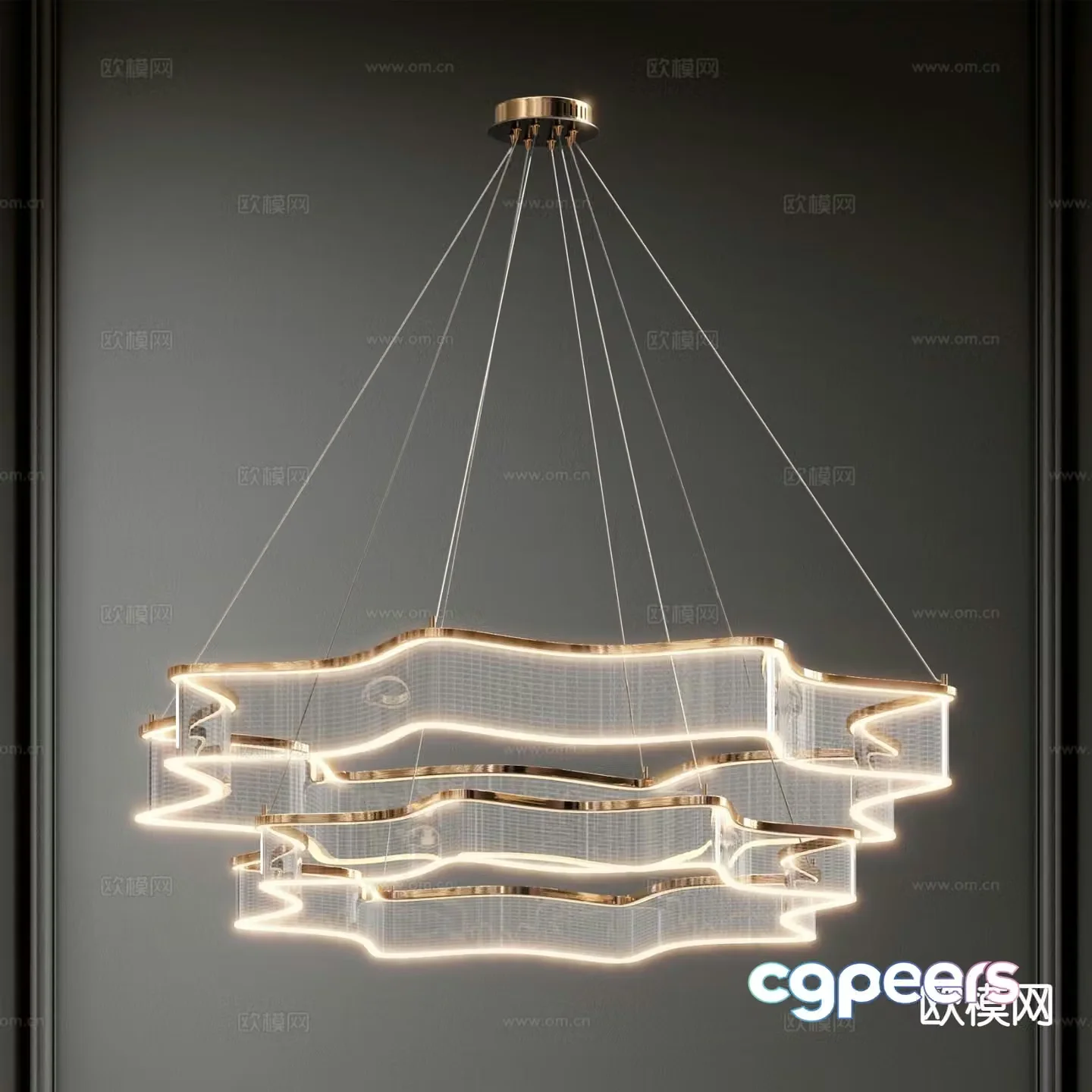 Modern crystal chandelier double layer chandelier 3d model