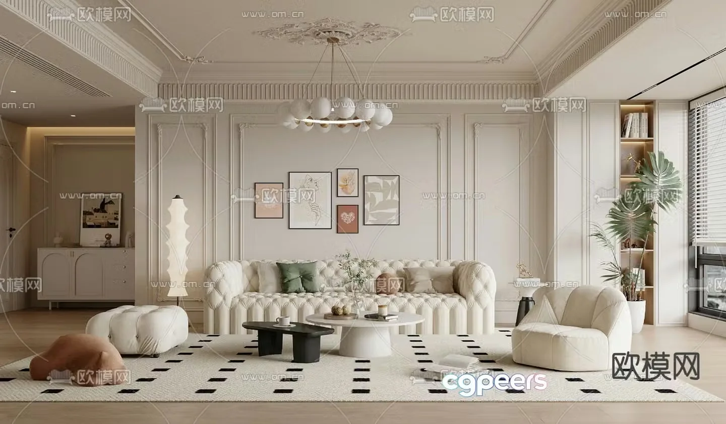French living room 3d model