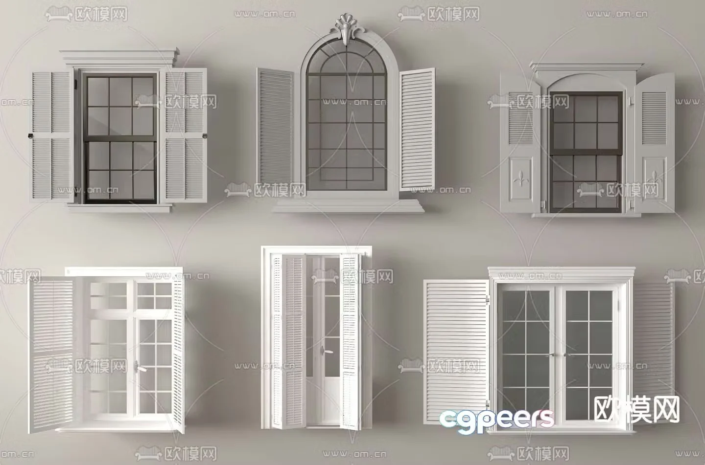 Simple European style window casement window floor-to-ceiling window 3D model