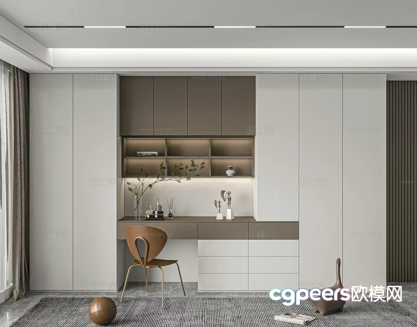 Modern wardrobe dresser integrated cabinet 3d model