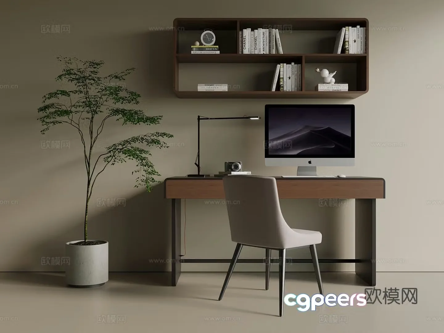 Middle Chinese style desk computer desk hanging cabinet desk custom desk finished book 3D model