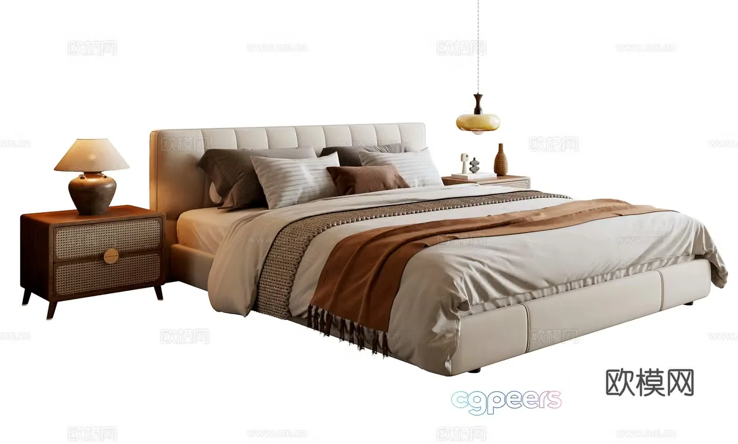 Middle-aged double bed 3D model