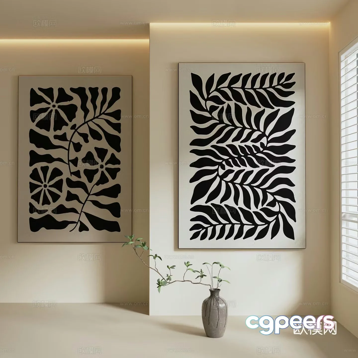 Italian modern hanging paintings Waviva medieval abstract paintings French retro hanging paintings light luxury hanging paintings living room 3D model