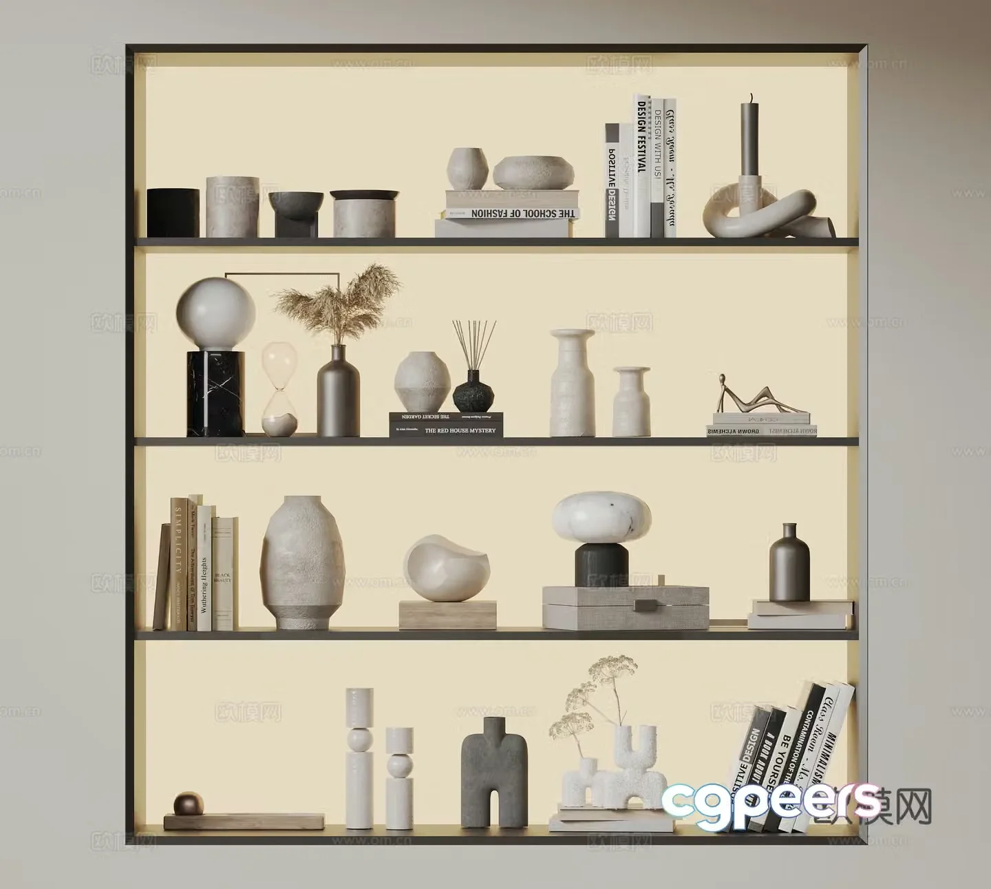 Modern ornament combination Minimalist ornament sculpture Books and books Vase ceramic 3d model
