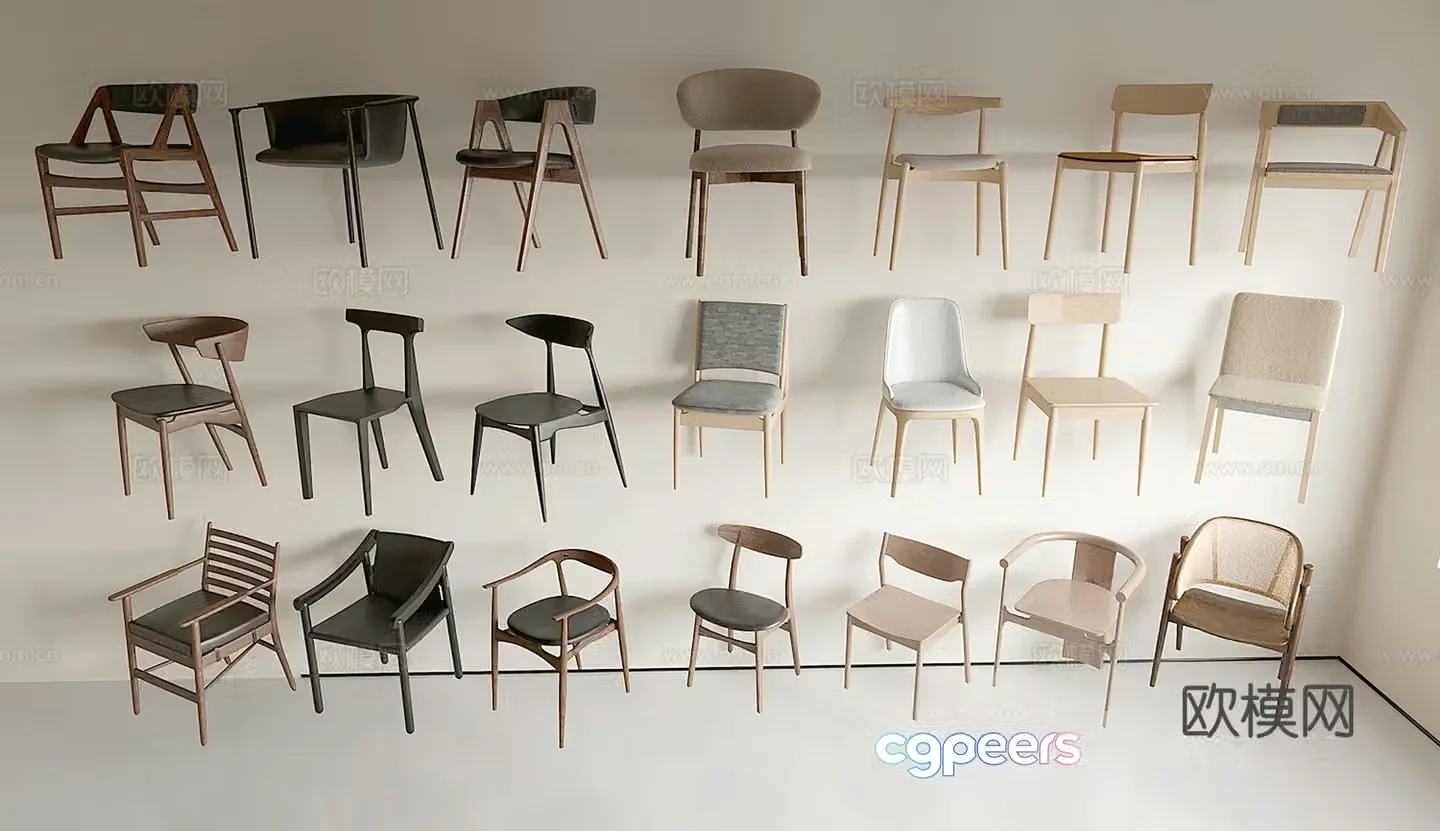 New Chinese style chairs tea chairs leisure chairs dining chairs 3d model