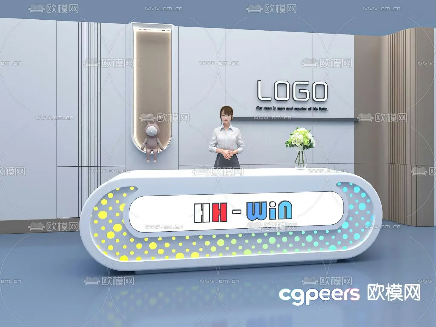 Event front desk reception desk service desk 3d model