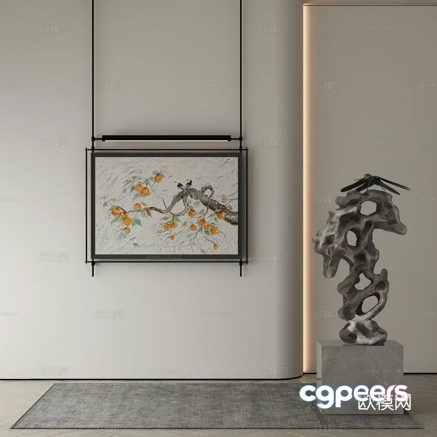 Modern Wasabi Hanging Painting Oil Painting 3D Model