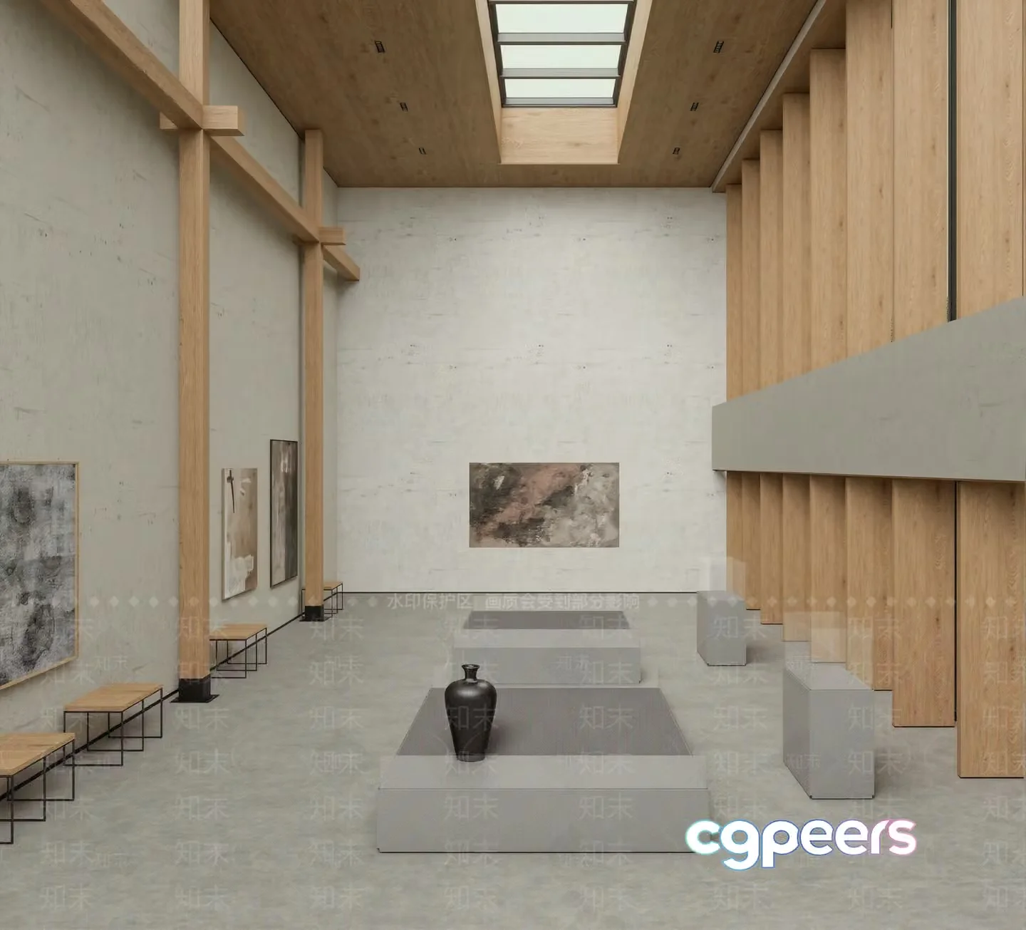 Modern Minimalist Art Gallery 3D Model – 1071 – VRAY Render