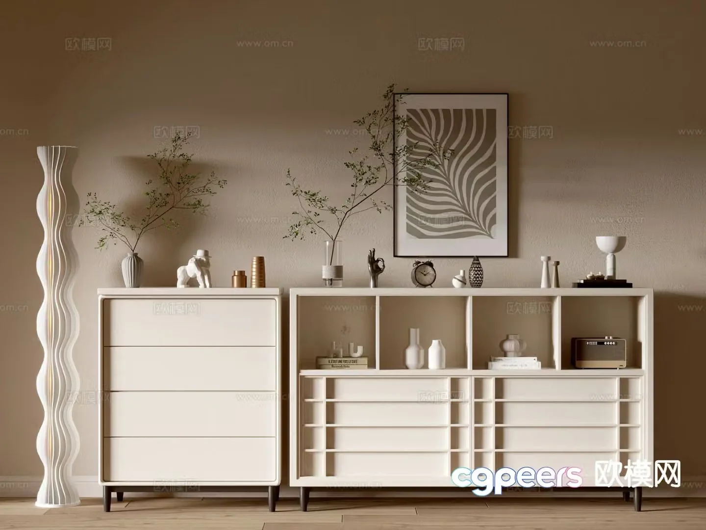 Cream style sideboard 3d model