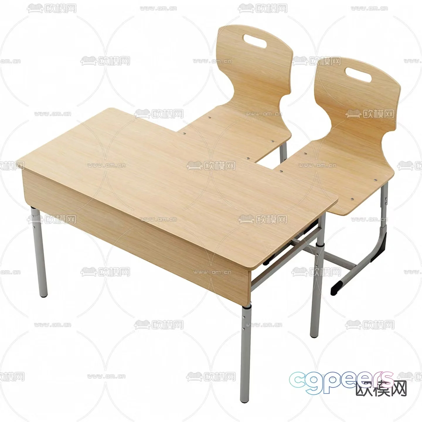 Chair Double Desk 3D Model