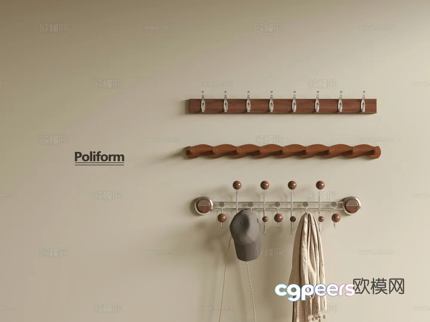 Modern medieval hook coat hook 3d model