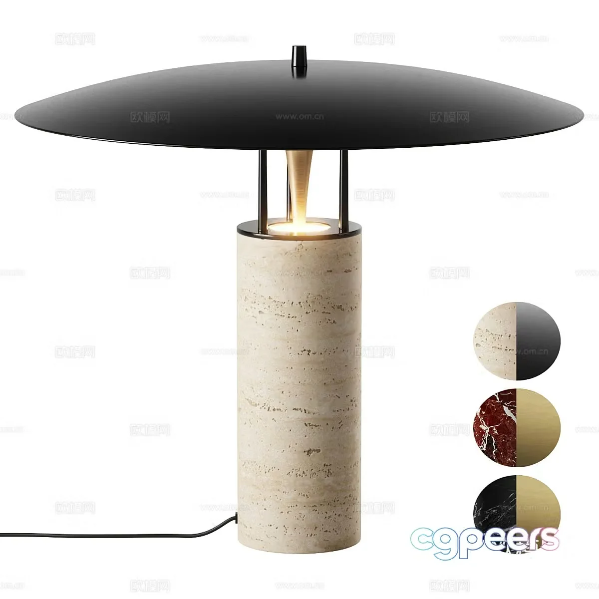 New Chinese style wall decoration marble metal table lamp 3D model