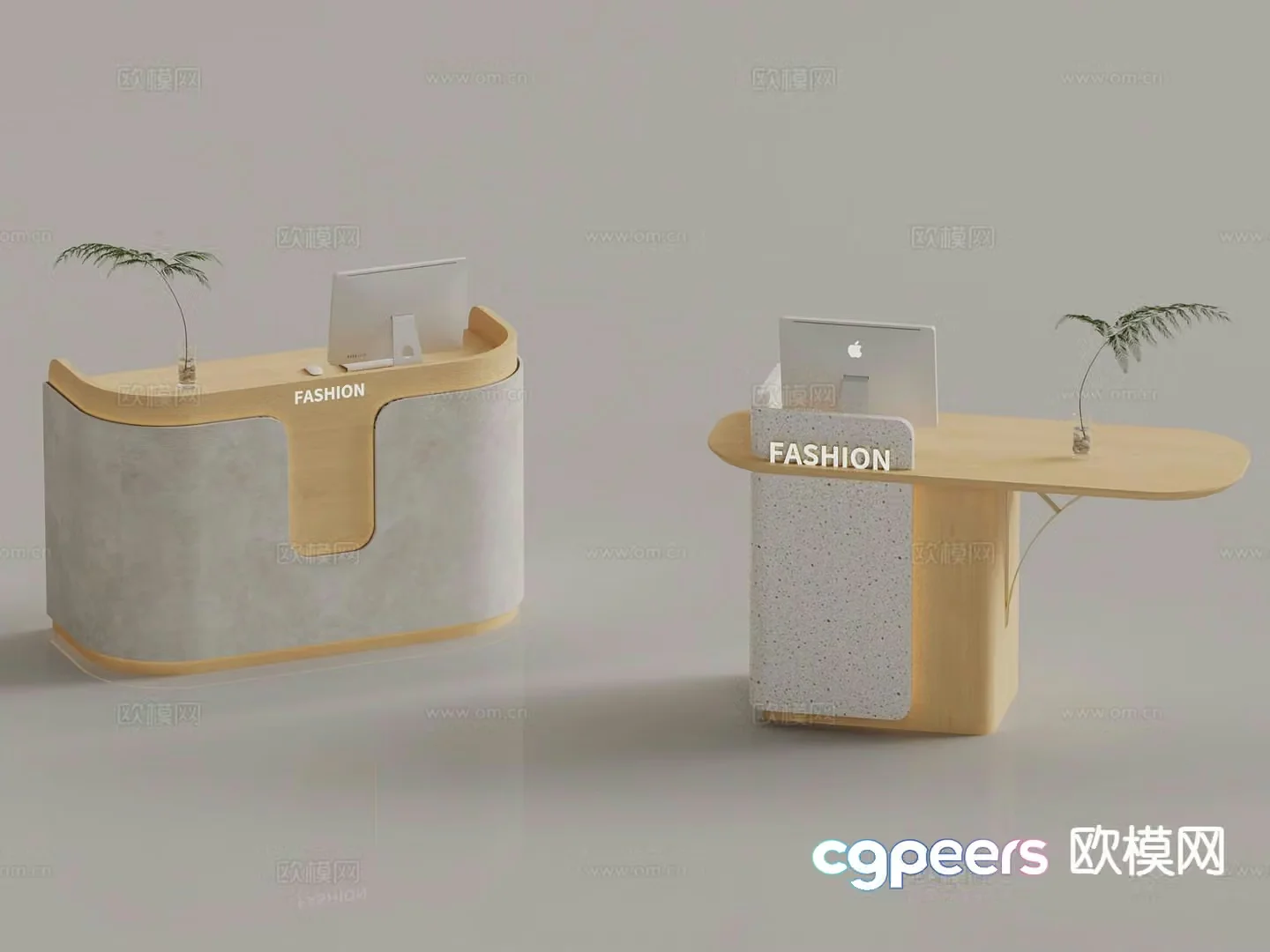 Wabi-sabi style reception desk 3D model