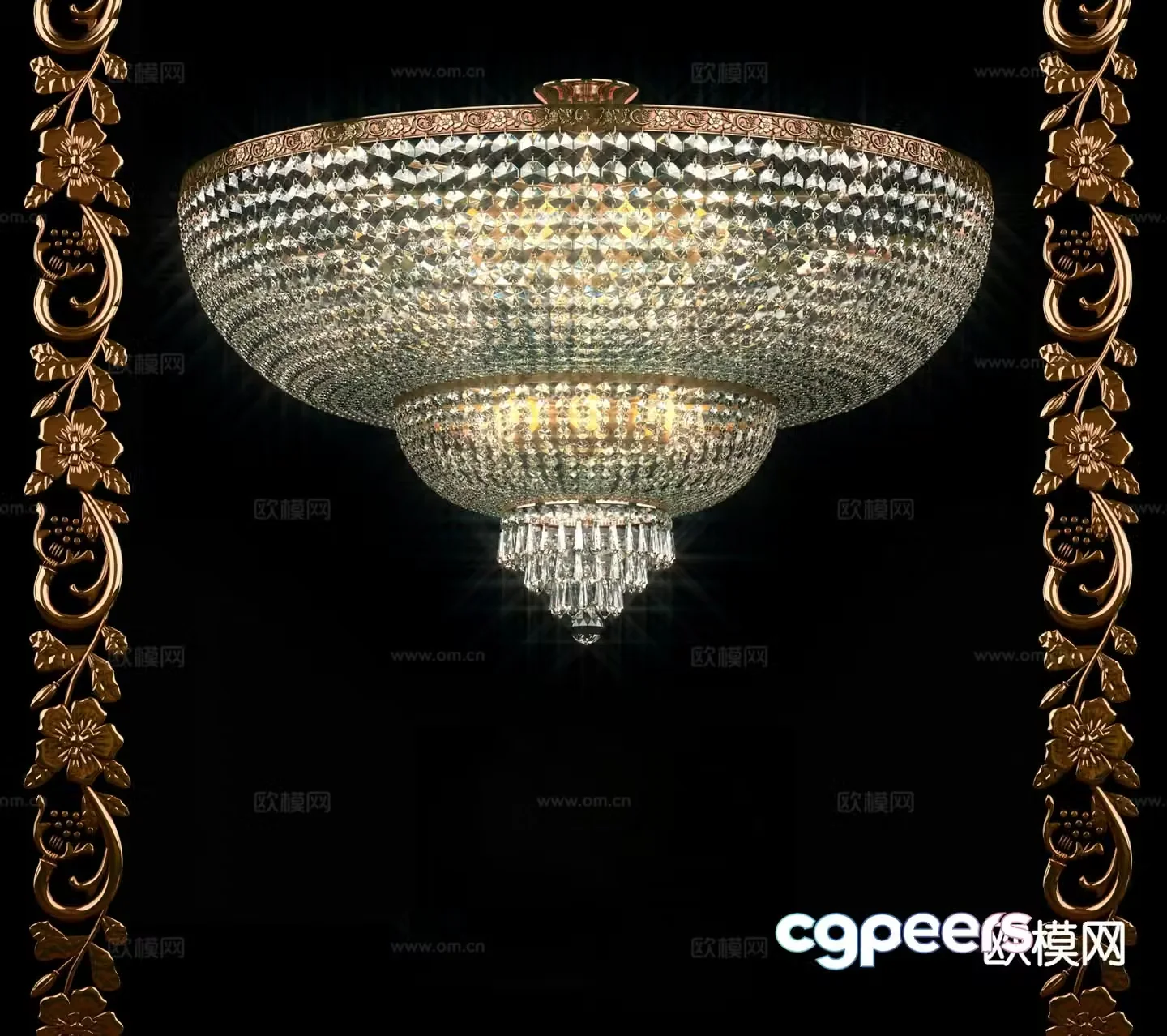 European style ceiling lamp crystal lamp 3d model