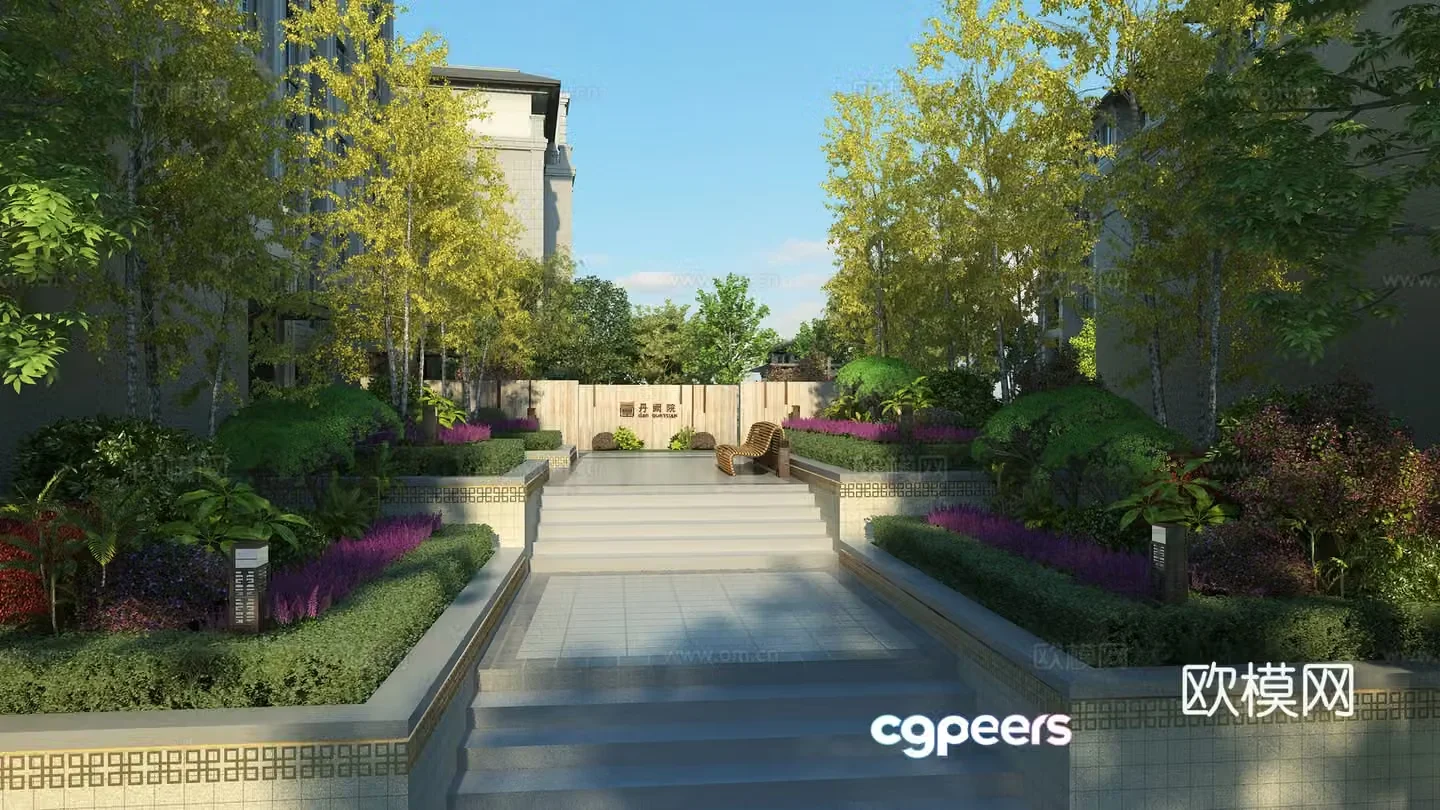 Modern garden landscape 3d model