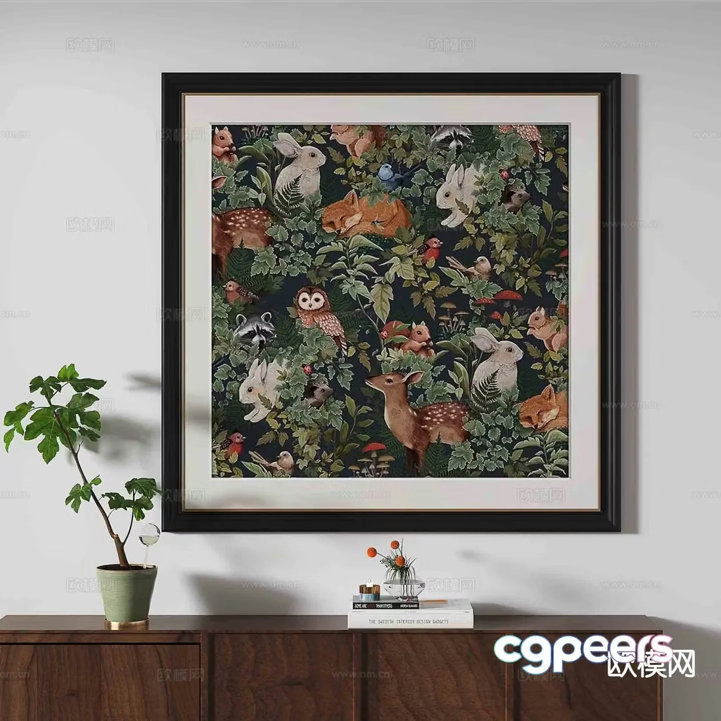 French retro hanging painting flower and bird painting decorative painting 3D model