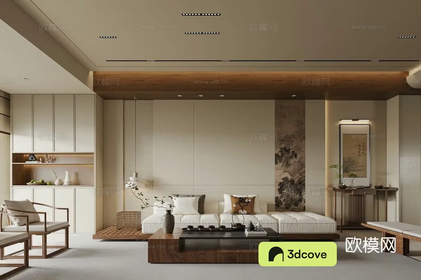 Song style living room New Chinese style living room Sofa coffee table combination Sofa background