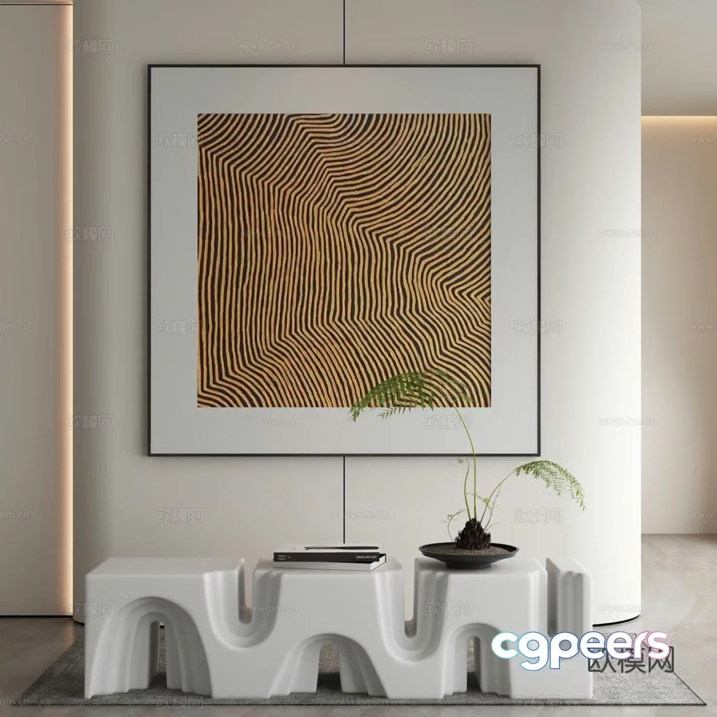 Modern texture painting decorative painting 3d model