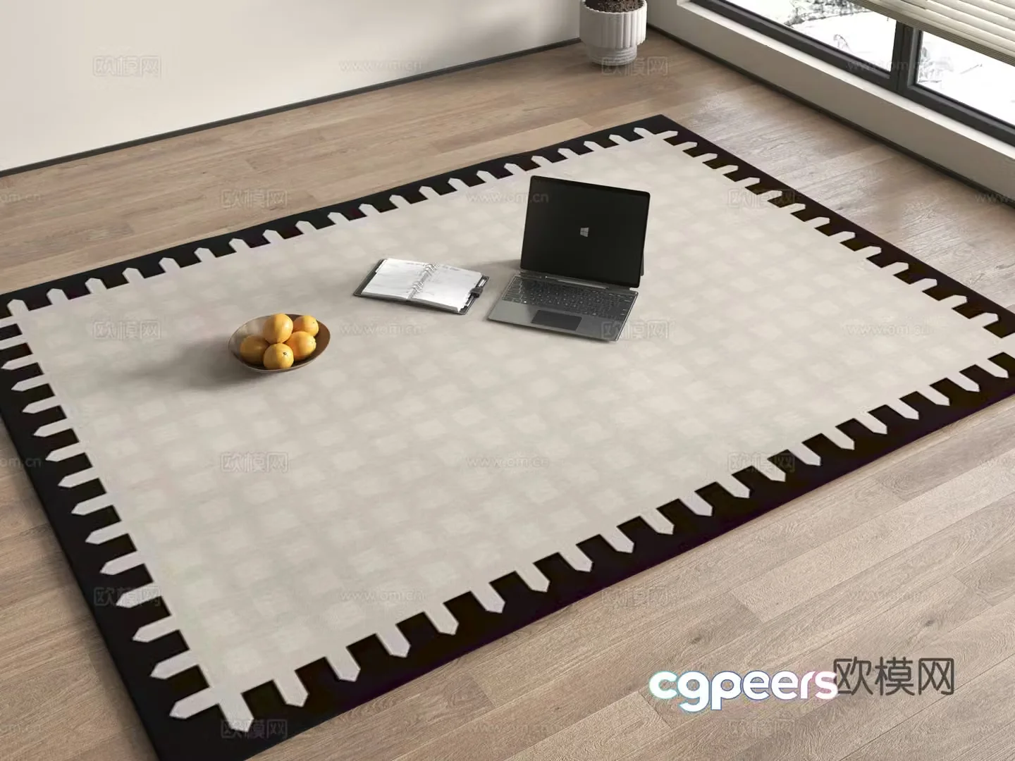 Retro carpet Square carpet Simple carpet Middle Ages Saliva plush carpet B&B 3D model
