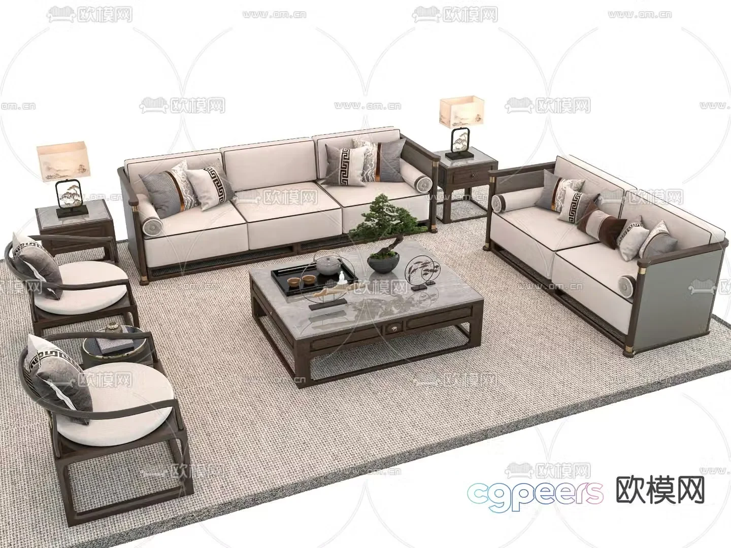 New Chinese style sofa set 3d model