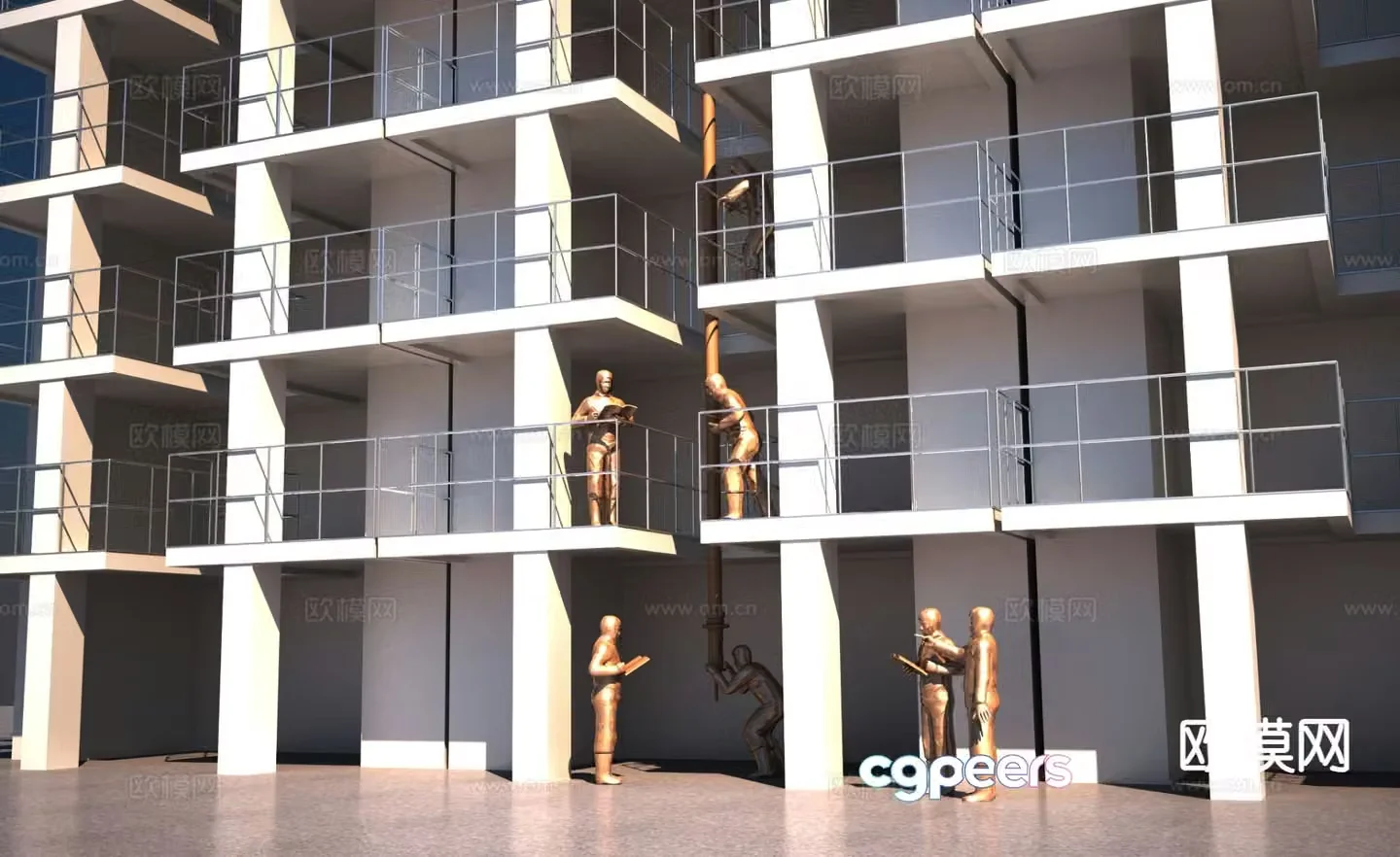 Modern worker sculpture 3d model