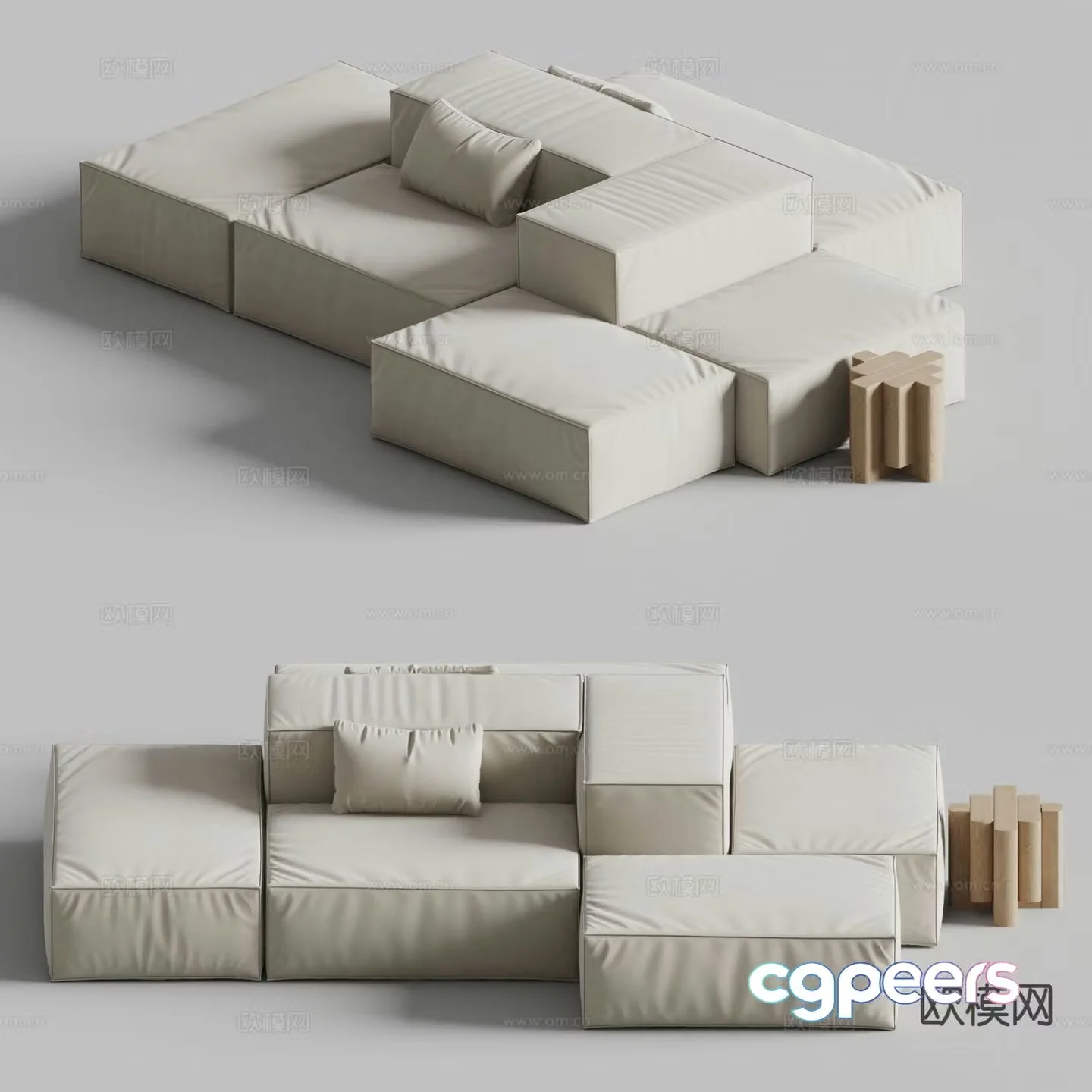 Tradition modular sofa multi-person sofa 3d model