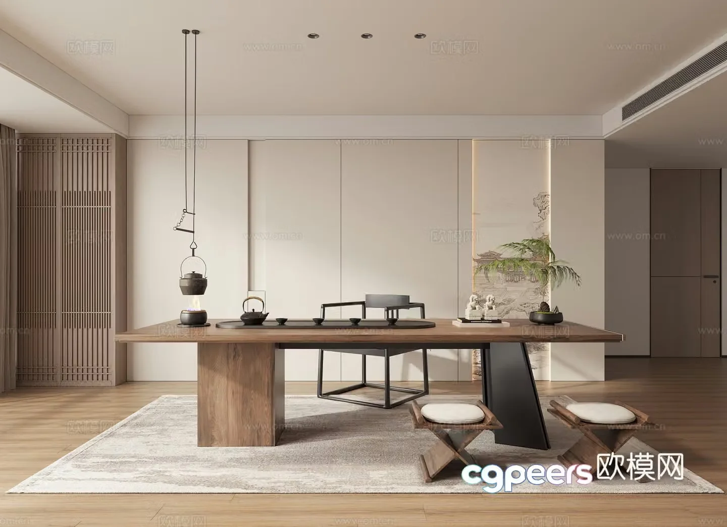 New Chinese Zen Tea Room Tea Brewing Table 3D Model
