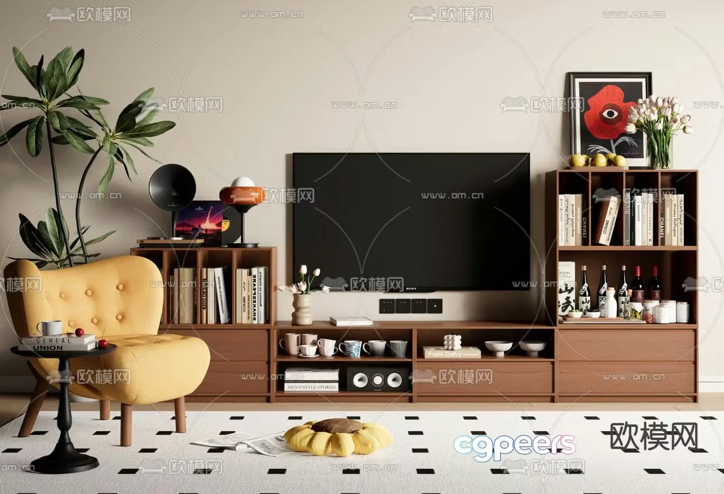Medieval style TV cabinet 3D model
