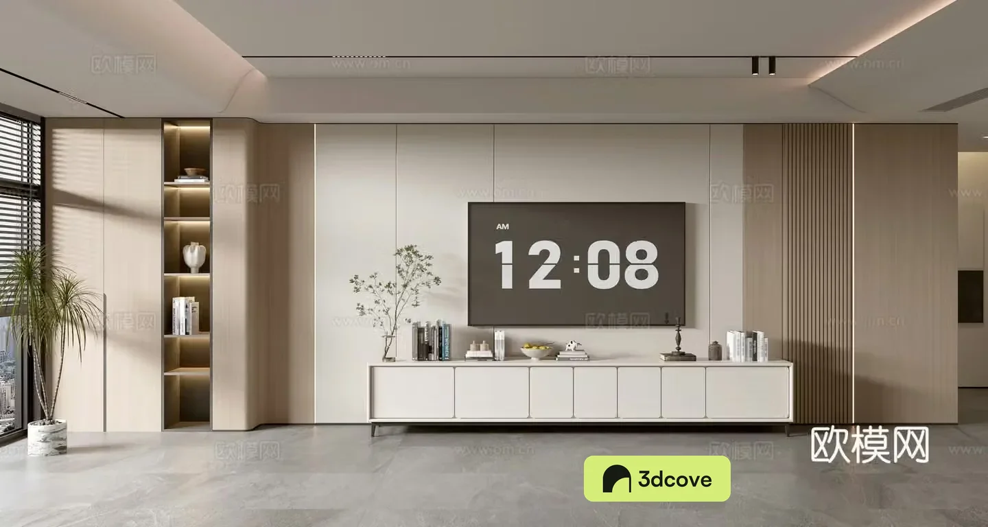 Modern minimalist TV cabinet TV background wall
