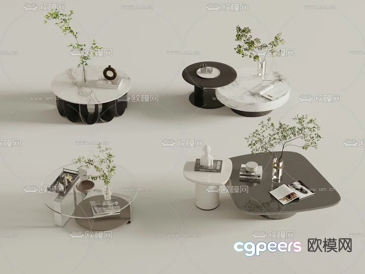Modern coffee table combination 3D model