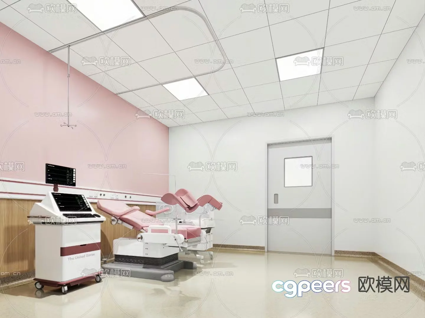 Hospital delivery room obstetrics and gynecology 3d model