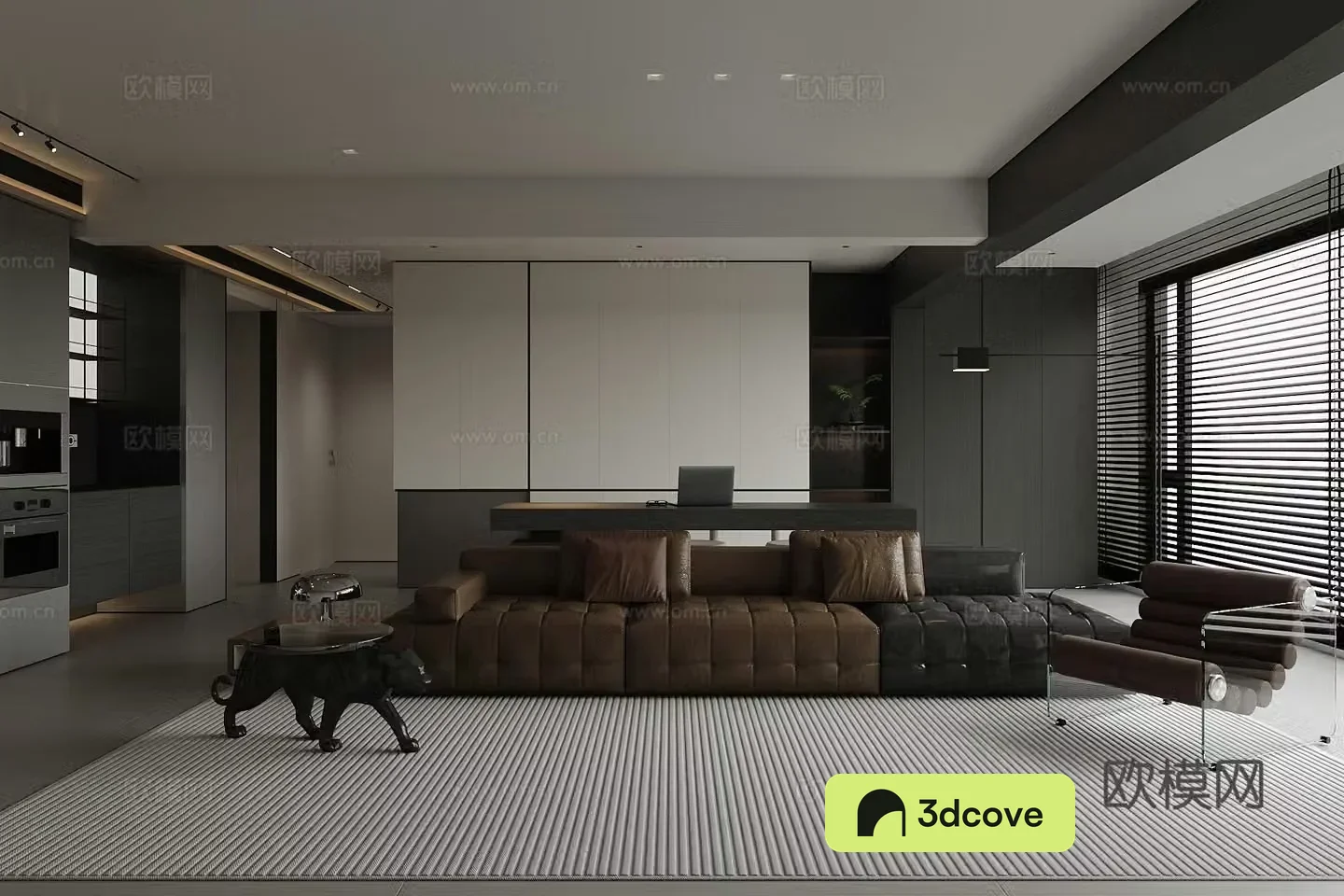 Italian light luxury home living room large living room black and white and gray living room horizontal living room design