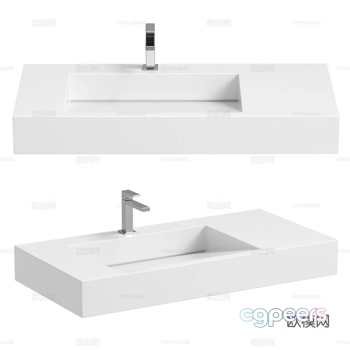 Modern Italian minimalist slope sink 3D model