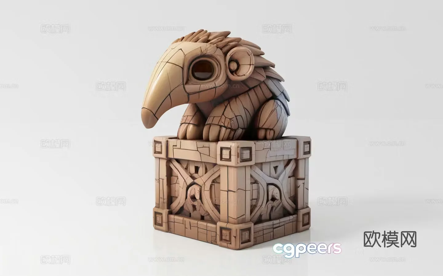 Anteater Cartoon Animal Wood Carving Stone Carving Statue Totem Seal Three-dimensional Totem Ma 3D Model
