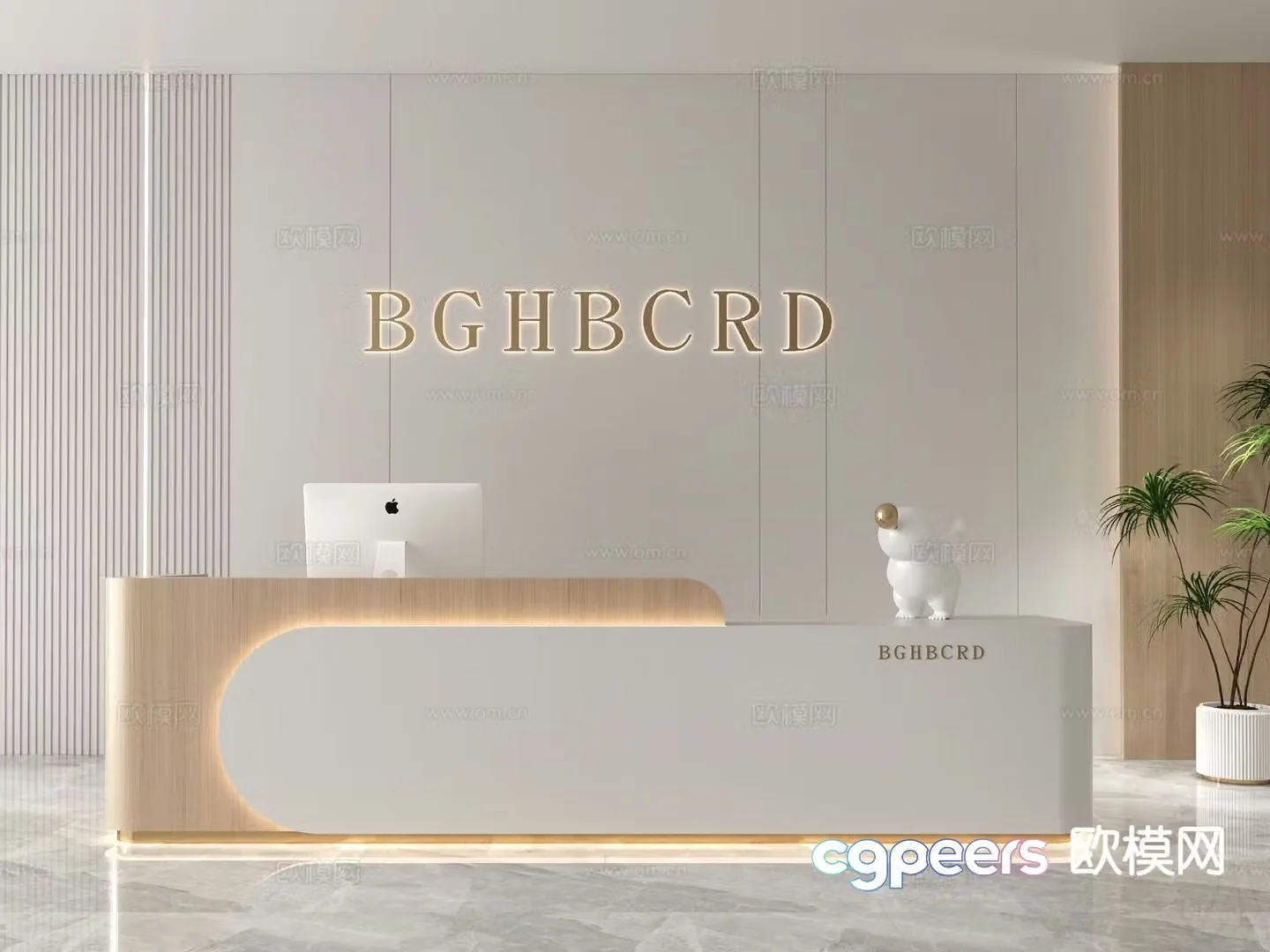 Simple front desk reception desk information desk 3D model