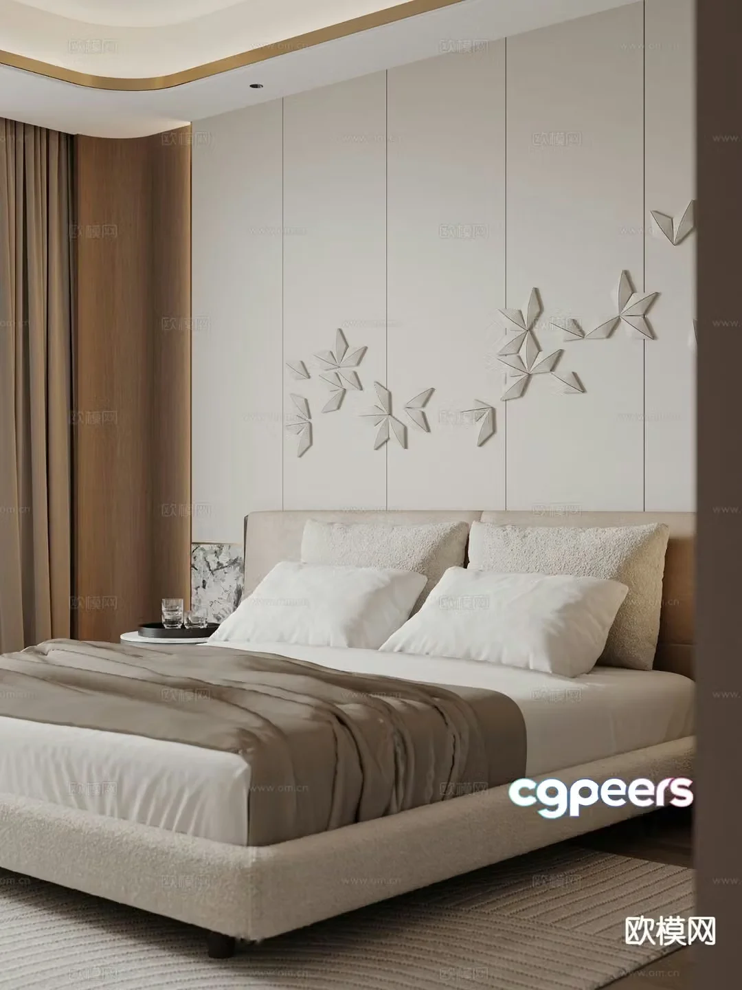 Modern double bed 3d model