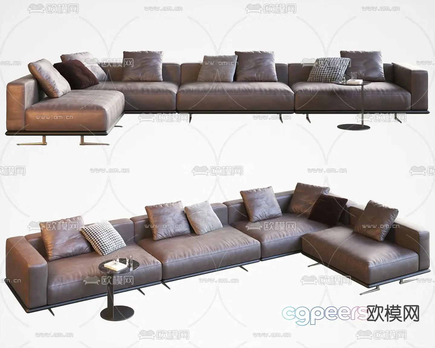 Corner sofa leather sofa light luxury sofa 3d model