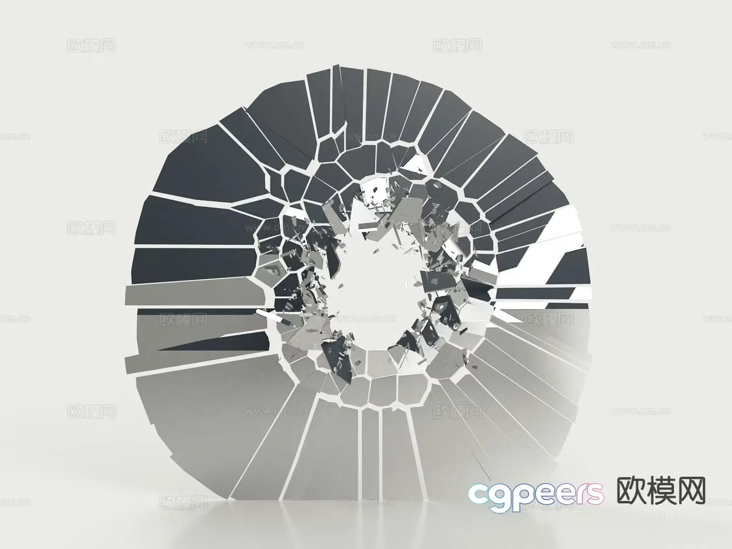 broken mirror decorative mirror splash glass 3d model