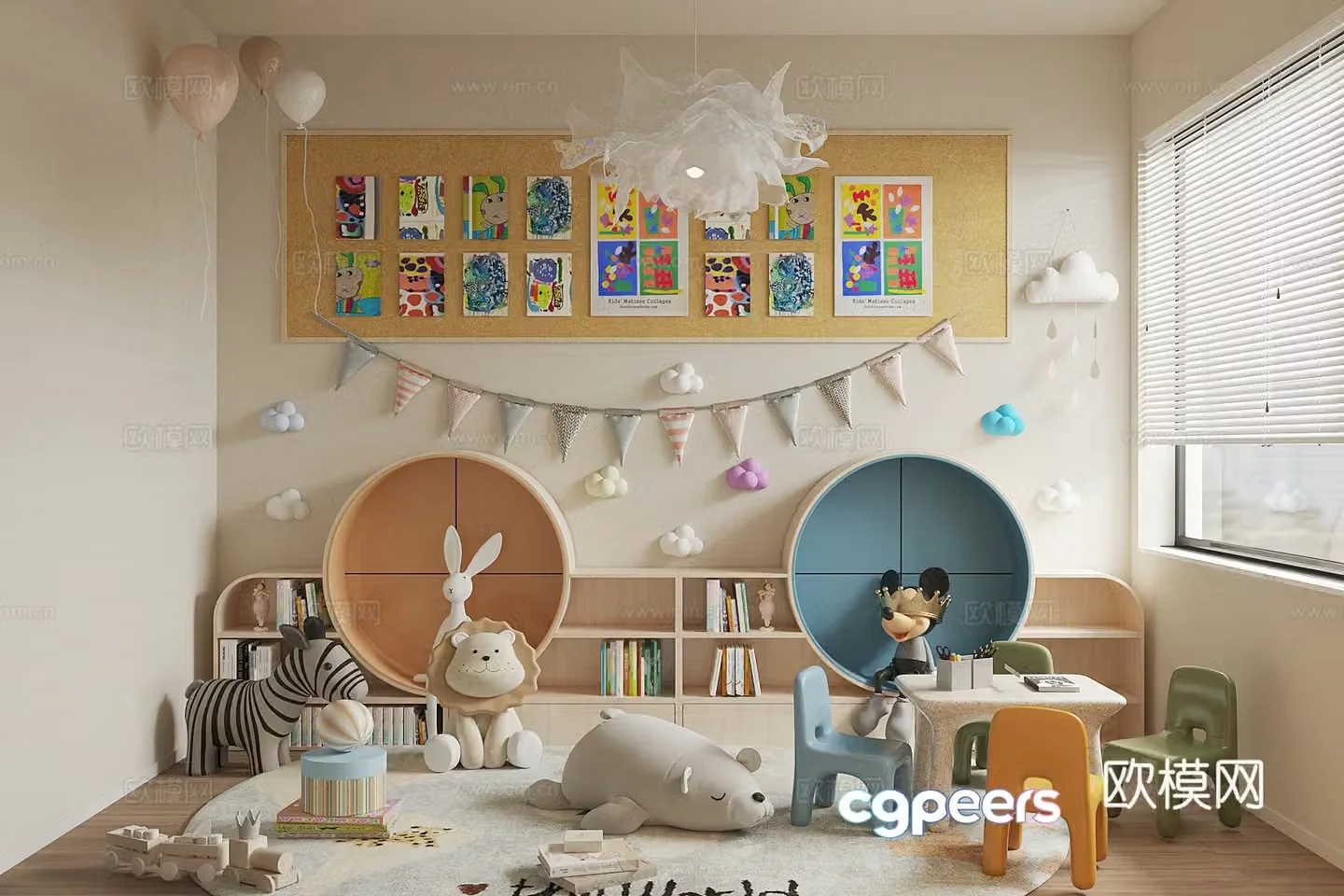 Modern children’s room Children’s entertainment room Toy room Toy doll combination 3D model