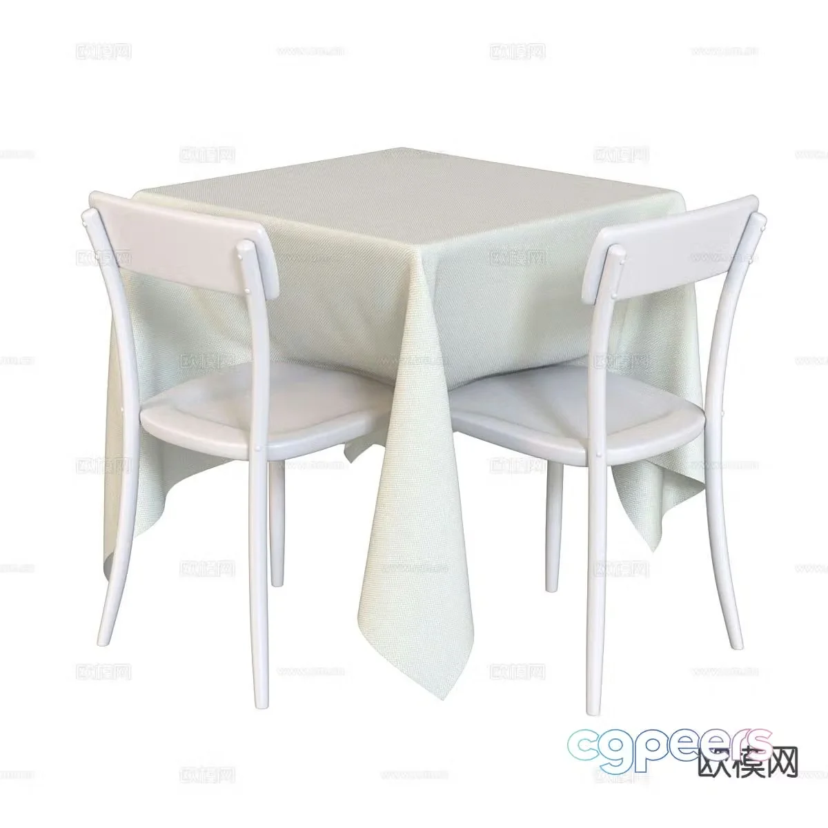 Modern dining table and chairs 3d model