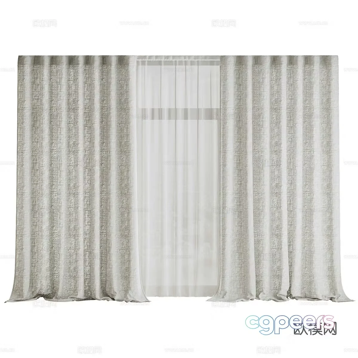 New Chinese style Wasabi linen curtain 3D model