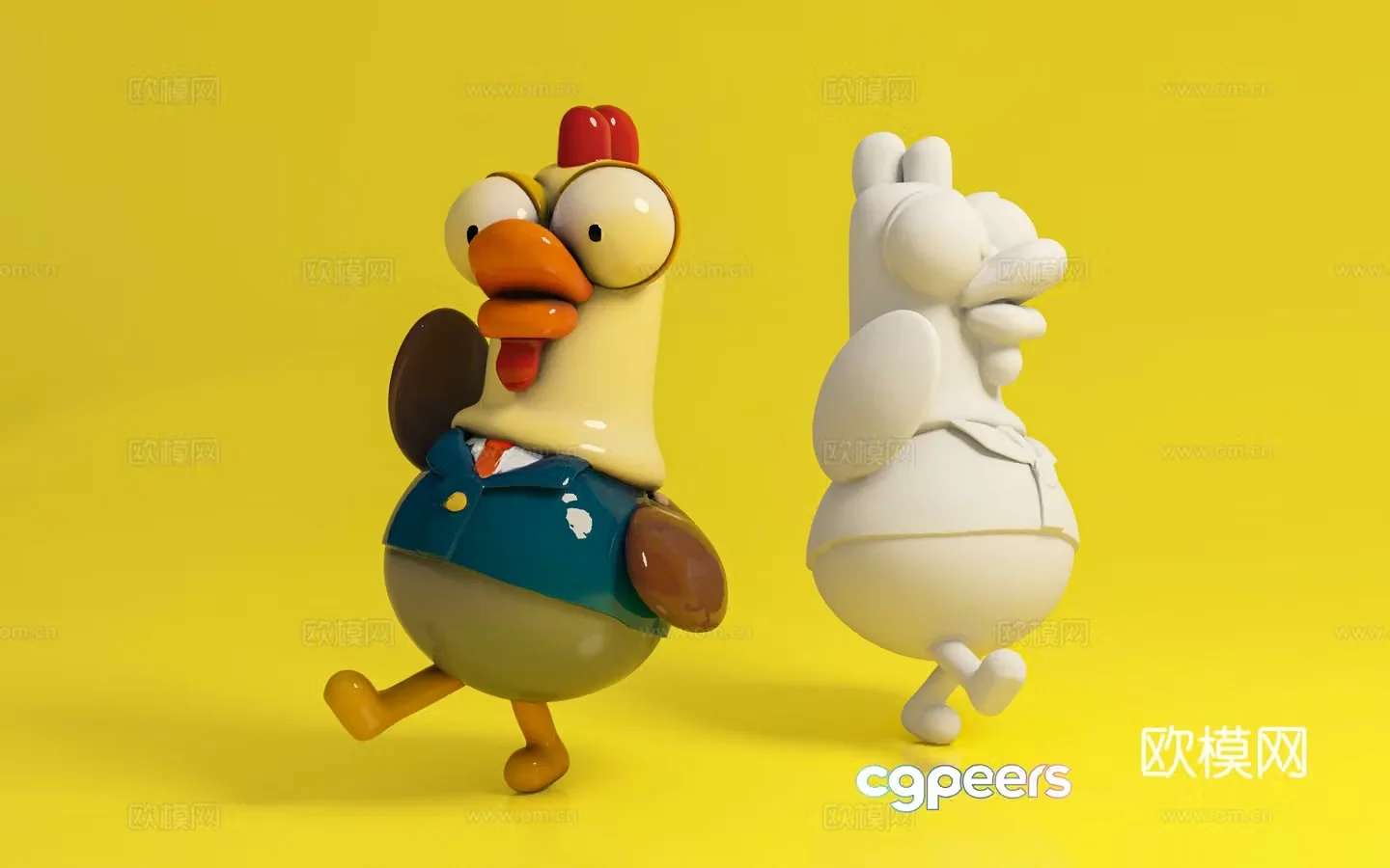 Chicken Character Cartoon Game Virtual Character Animal Figure Props Decoration Atmosphere 3D Model