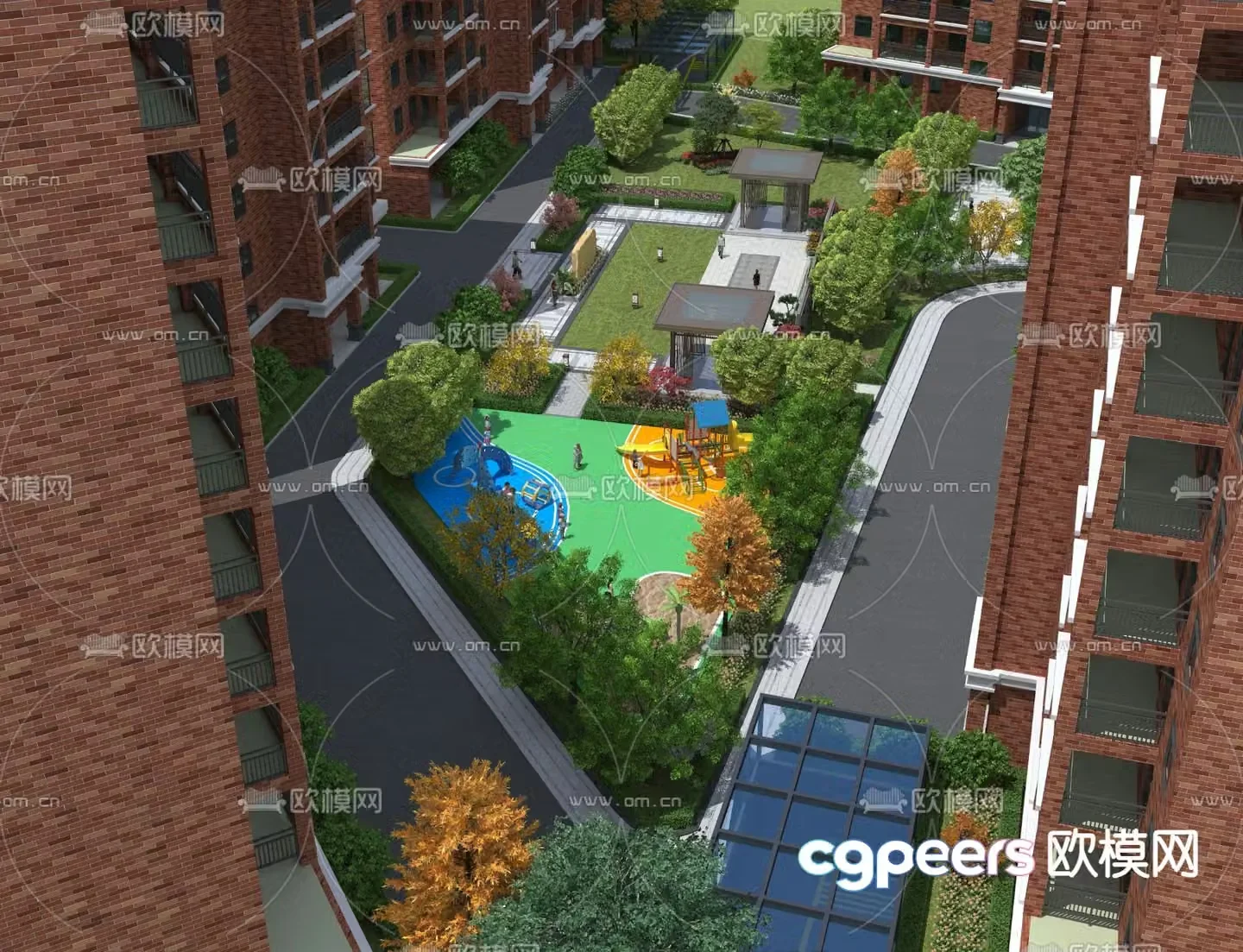Community landscape children’s activity area 3D model