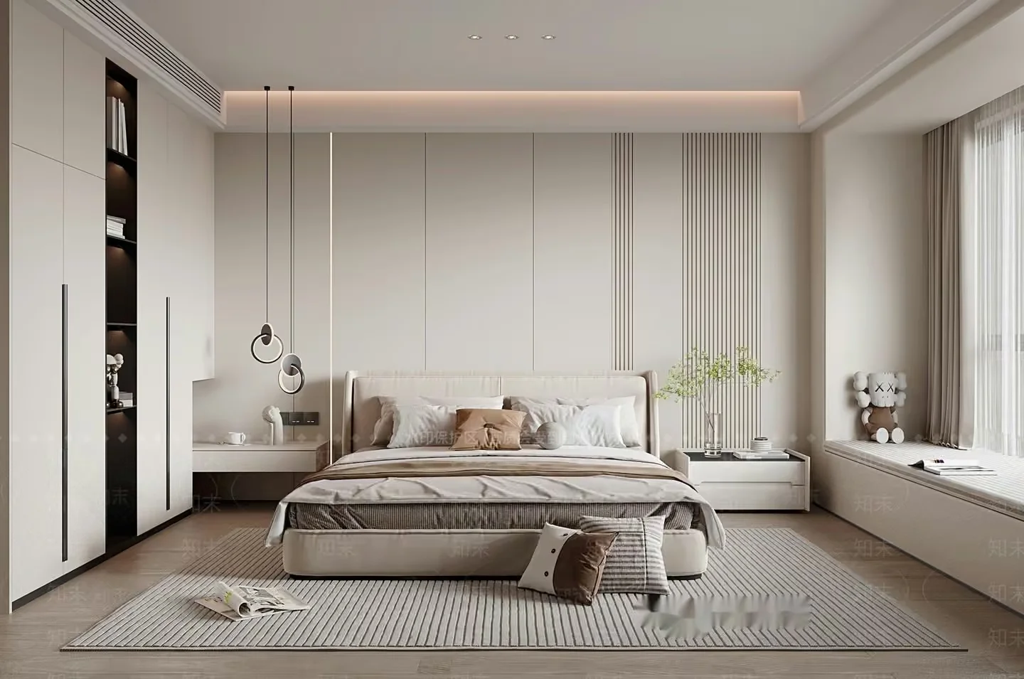 Modern Neutral Bedroom 3D Model – 8357 – VRAY Render