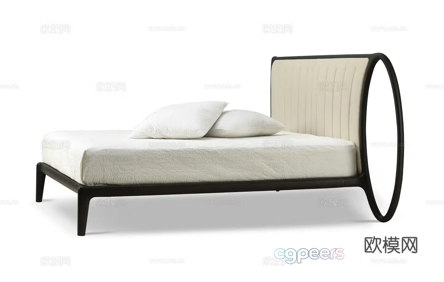 New Chinese style double bed 3d model