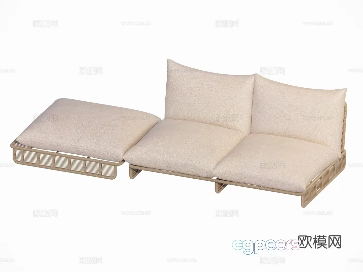 Modern outdoor courtyard garden sofa combination sofa multi-person sofa row sofa side pedal group 3D model